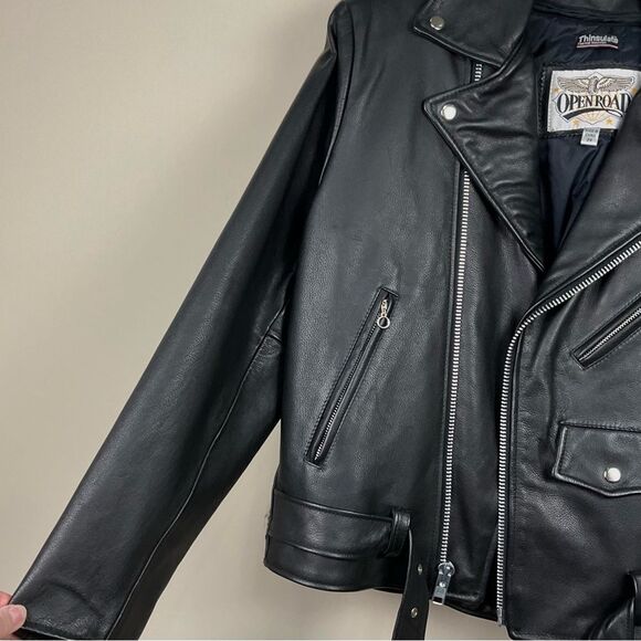 Ladies Leather Moto Jacket Open Road Sz 38 Motorcycle Zip Out Liner Insulated - Picture 4 of 10